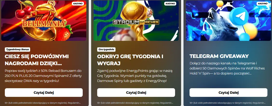 Oferta bonusowa dostępna w CASINO ENERGY
