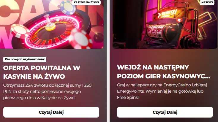 Oferta bonusowa dostępna w CASINO ENERGY
