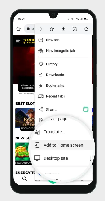 Instalacja aplikacji na CASINO ENERGY
